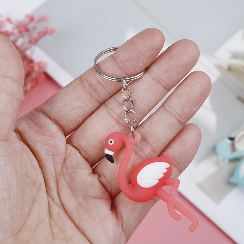 Cute Flamingo Keychain Random Color Cute Animal Car Key Chain Ring Bag Men and Women Pendant Jewelry