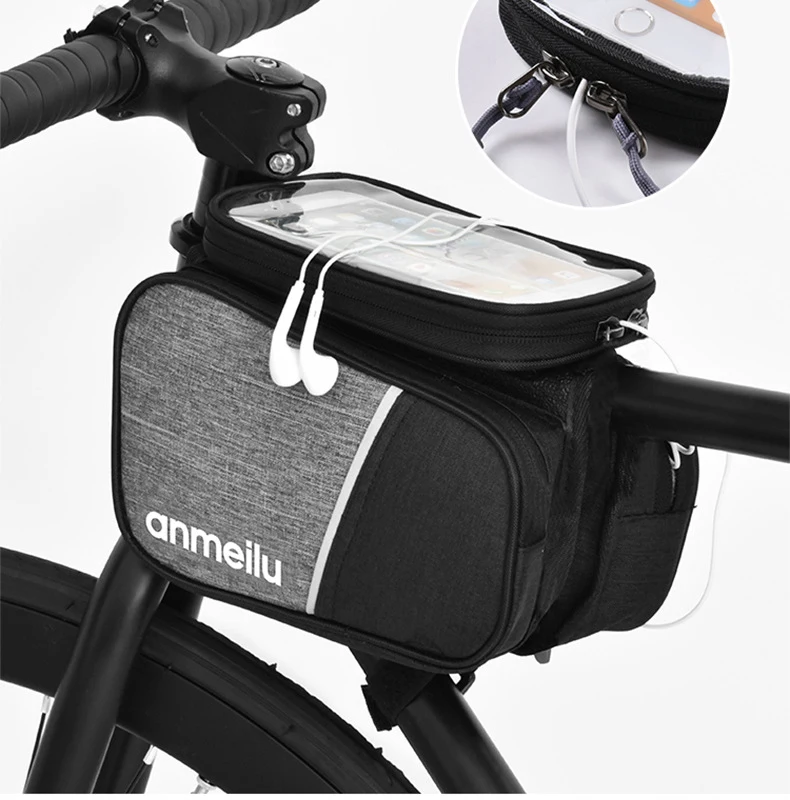 Cycling Bicycle Bike Frame Pannier Saddle Front Tube Bag Double Pouch Bag Holder 