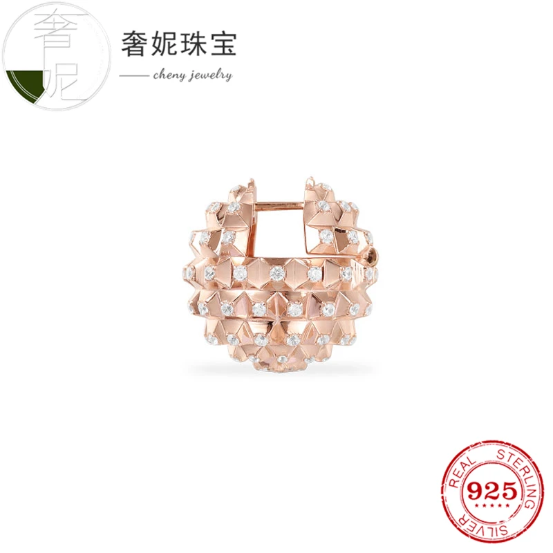 

Cheny store original fashion single earring for female pink gold sterling silver toothed small earrings for women jewelry gift