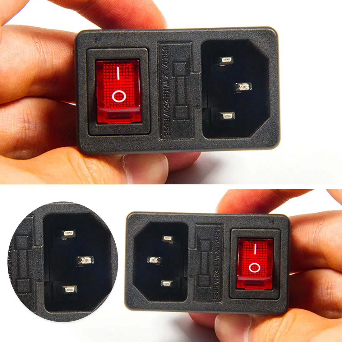 IEC 320 C14 Inlet Power Socket Fuse Switch Power socket red light power rocker switch connector plug power socket