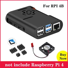Framboise Pi 4 boîtier ABS boîtier noir boîtier de protection + ventilateur de refroidissement dissipateur thermique en aluminium pour framboise Pi 4 modèle B pour Pi 4B(China)
