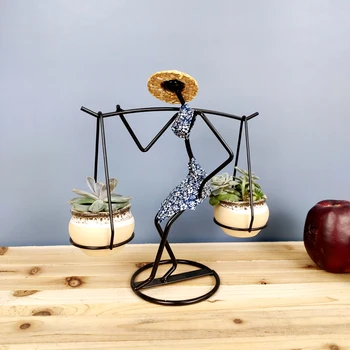 

Nordic Take Burden Teenage Girl Iron Flower Stand Flower Pot Potted Plants Desktop Home Decorations Birthday Gift R5255