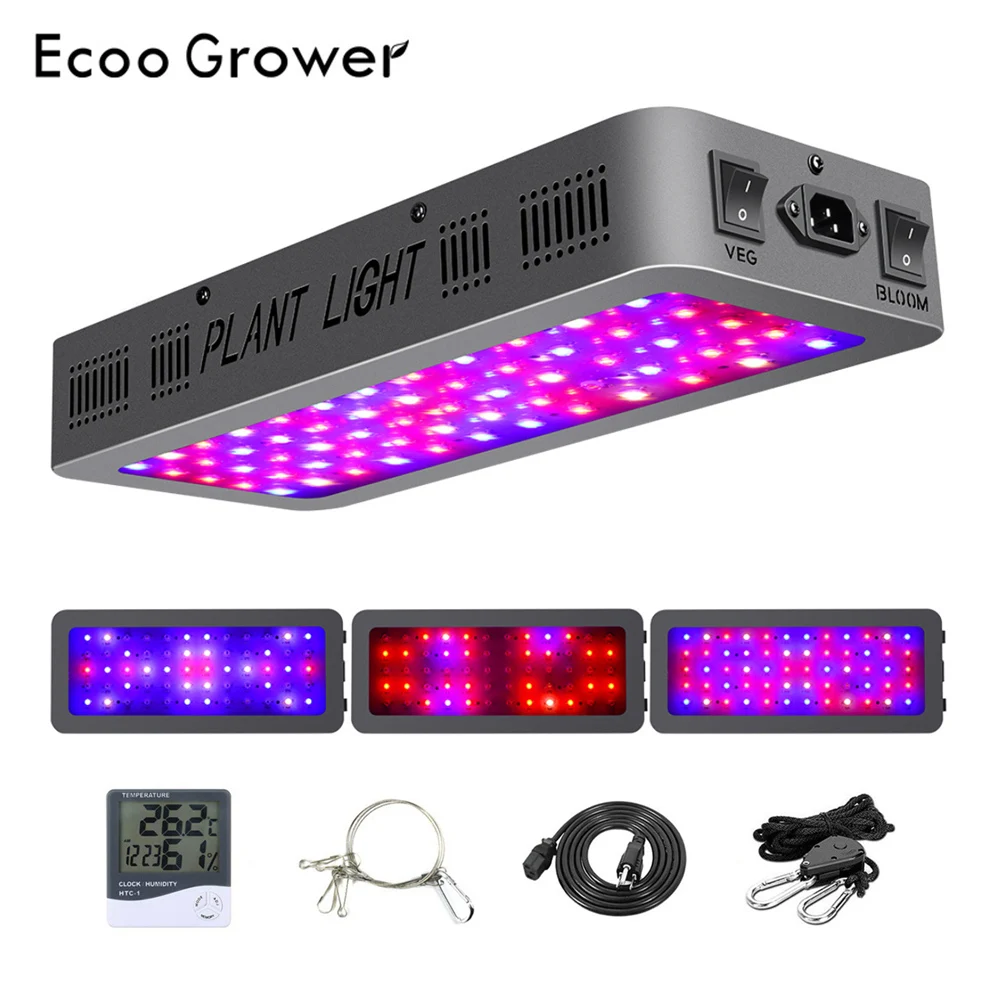 

Ecoo Grower Full Spectrum LED Grow Light 600W 900W 1200W 1500W Grow Light VEG BLOOM Lamp for Greenhouse Planting
