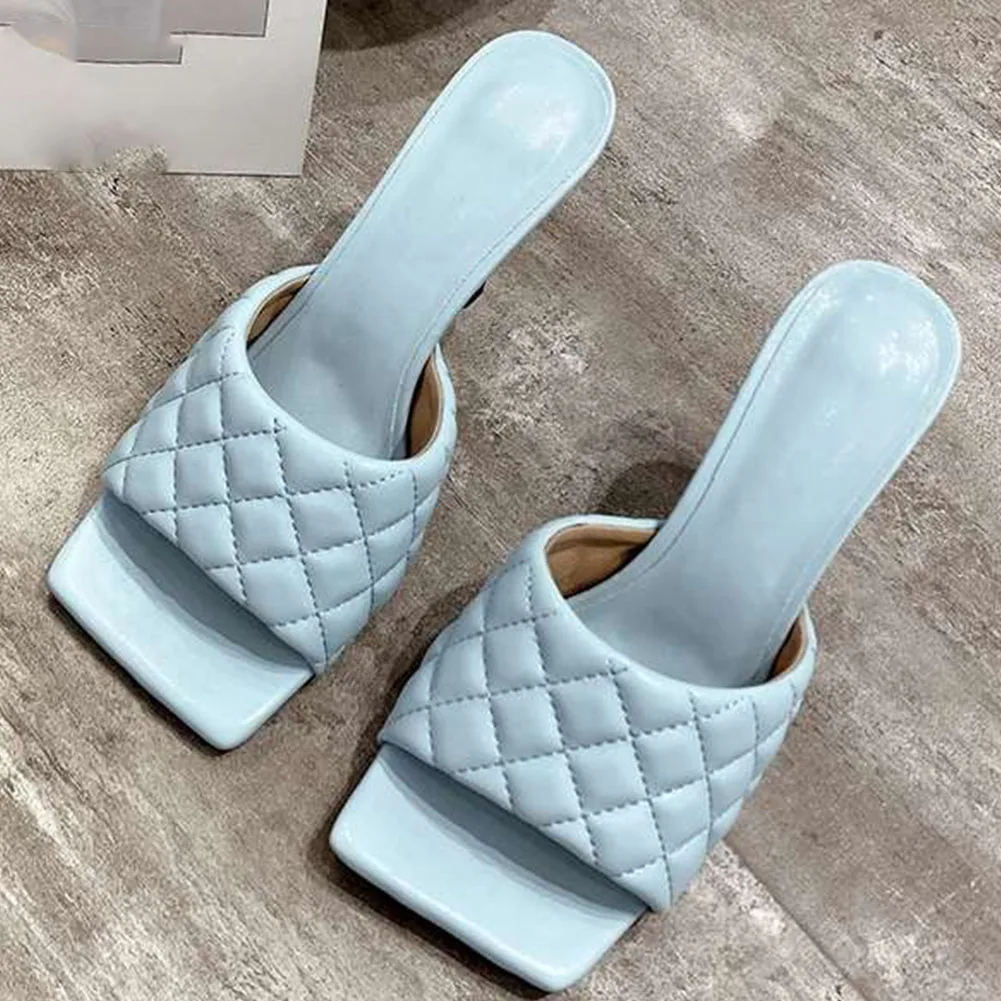 Brand Design Female Mules Shoes Sandals Women Elegant Square Sandaly