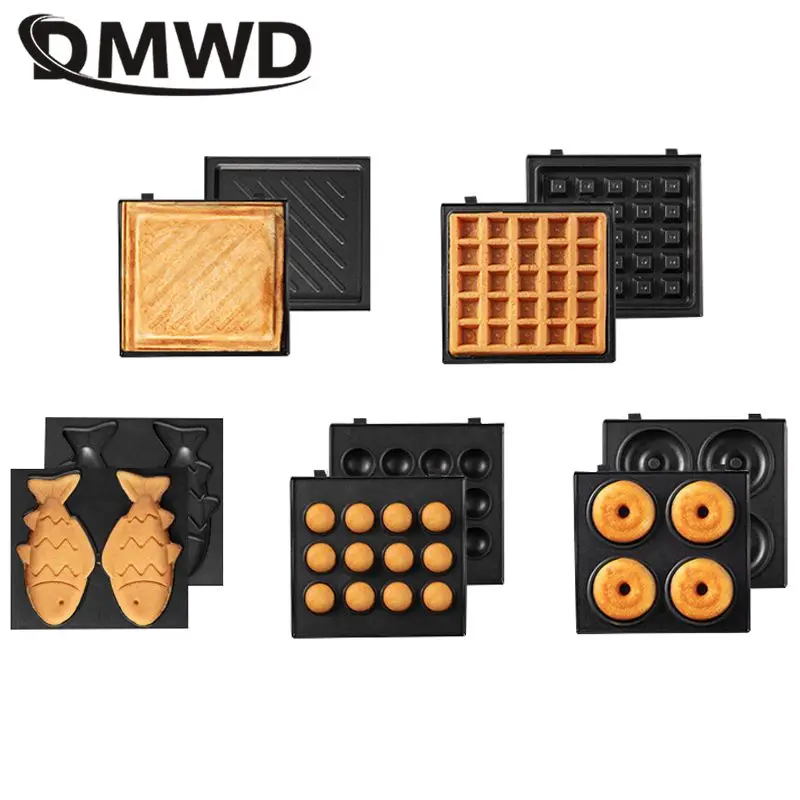 DMWD Home Waffle Maker Sandwich Pan Donut Baking Tray Small Meatball Machine Food Grade Non-stick Coating Bakeware Mold | Бытовая