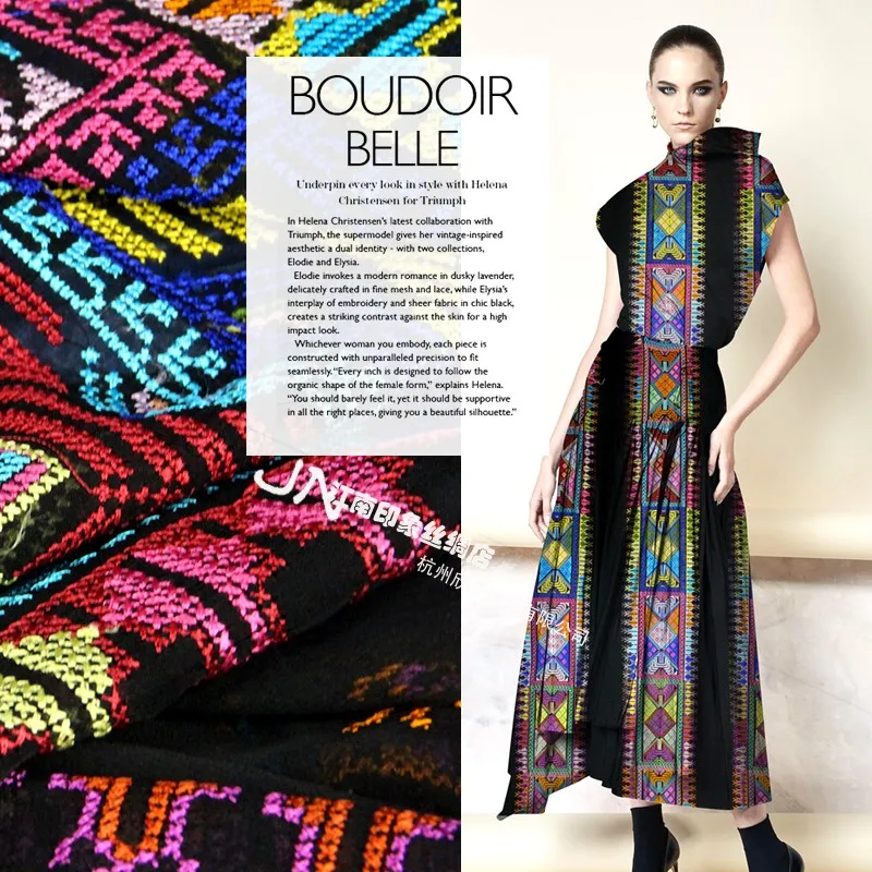 

2019 Tissus Tecidos Patchwork Geometric Embroidered Silk Dress Special Price For European And American High-grade Skirt Fabrics