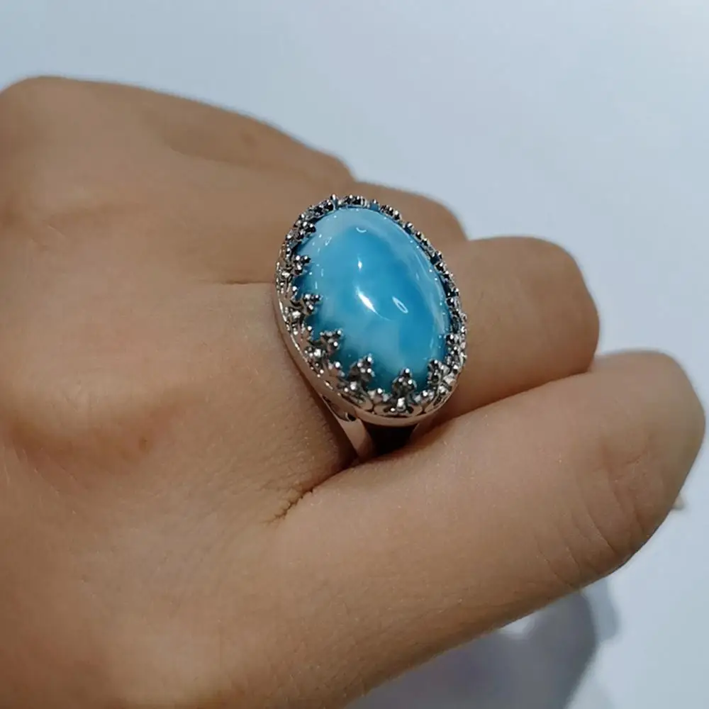 Кольцо женское из серебра 925 пробы с ларимаром | Украшения и аксессуары