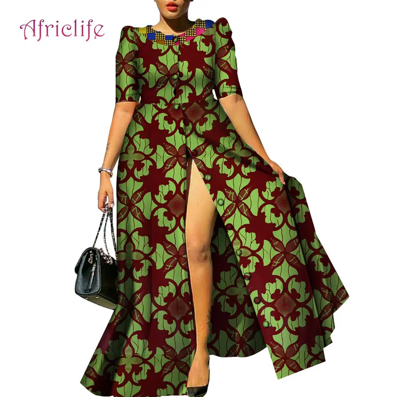 Африканские платья для женщин Повседневное с принтом Длинные платья Базен Riche платья Дашики Женская африканская традиционная одежда WY4209 - Цвет: 17