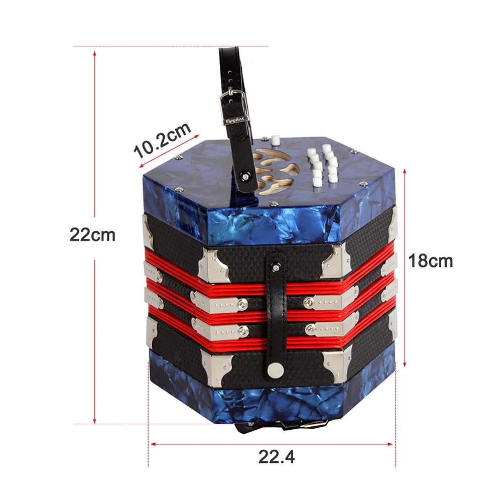 Concertina Accordion 20-Button 40-Reed Anglo Style with Carrying Bag