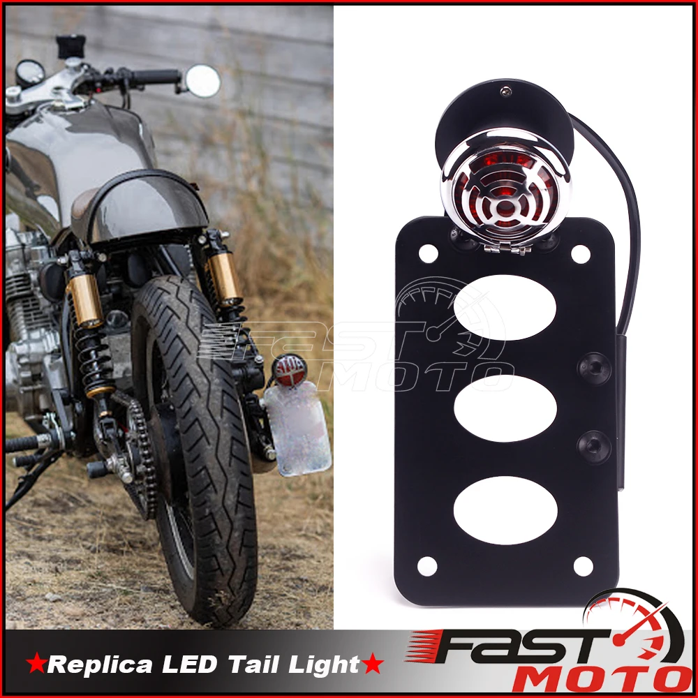 

Motorcycle Universal LED Retro Custom Tail Light Number Plate Registration Bracket Brake Stop Light for Cafe Racer Chopper Bobbe