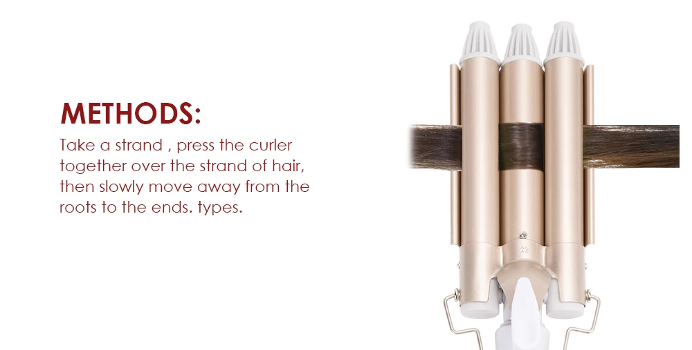 Description Picture 6 of item22mm Triple Barrel Hair Curling Iron Ceramic Hair Curler Professional Hair Waver Tongs Styling Tools for All Hair Types