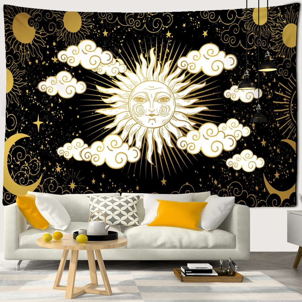Fantasy Sun And Moon Tapestry Wall Hanging Bohemian Hippie Tapiz Psychedelic Witchcraft Children's Room Home Decor