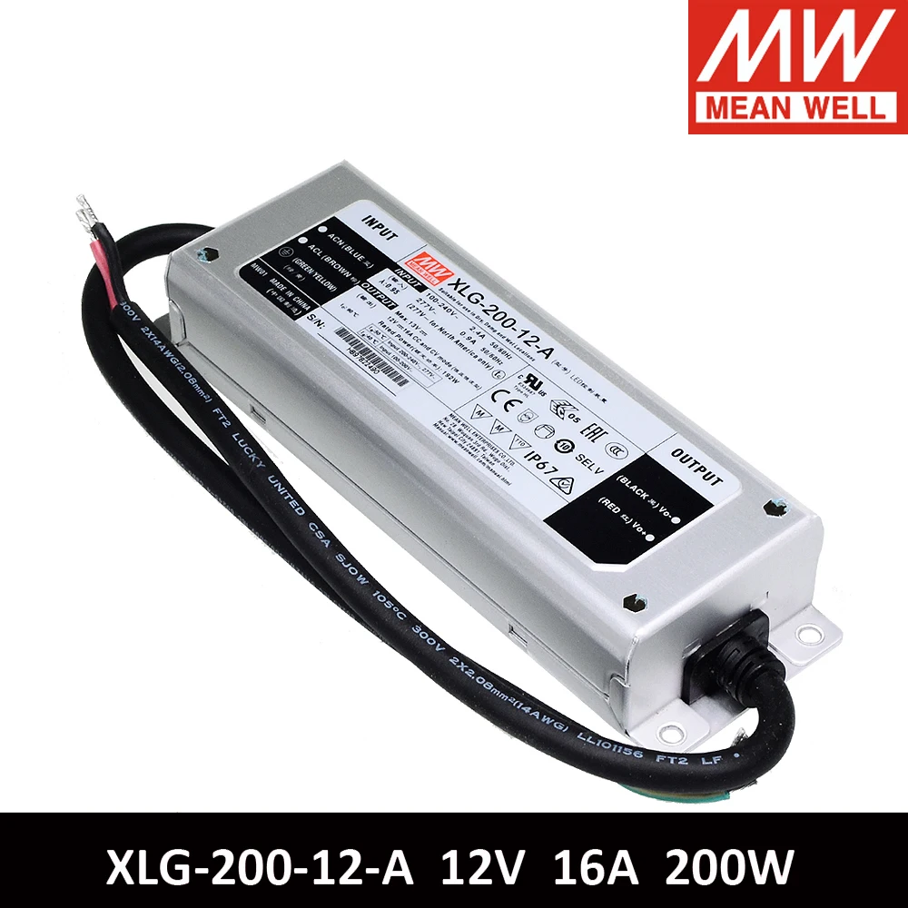 Тайваньская компания MEAN WELL Xlg 200 Series 200W источник постоянного питания 12V 24V 700mA 3500mA 3