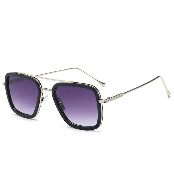 Silver Frame Gray HGE-H Мстители 3 железные мужские солнцезащитные очки мужские модные квадратные Tony Stark очки Человек-паук Edith солнцезащитные очки унисекс тени KD40 - Цвет линз: Silver Frame Gray