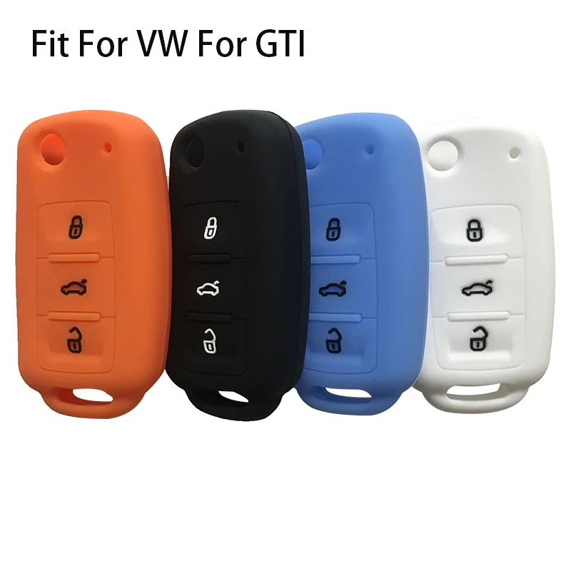 Чехол для ключей автомобиля Volkswagen GTI, новинка, силикагель, чехол для VW GTI, 3 кнопки, защита для дистанционного ключа, стильный Автомобильный ключ