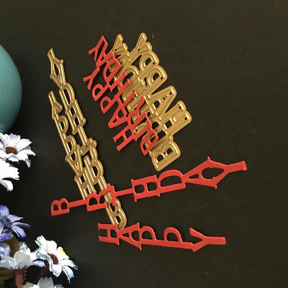Happy-Birthday-metal-cutting-dies-Scrapbooking-Craft- ards-making-Vertical-cling-sentiments
