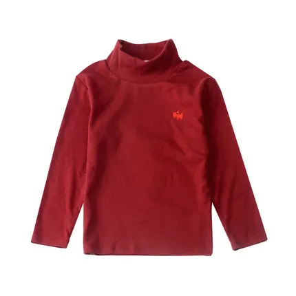 Одежда для детей от 2 до 12 лет зимнее нижнее белье футболки из чистого хлопка с воротником-черепашкой для мальчиков и девочек базовые футболки, одежда для детей - Цвет: red