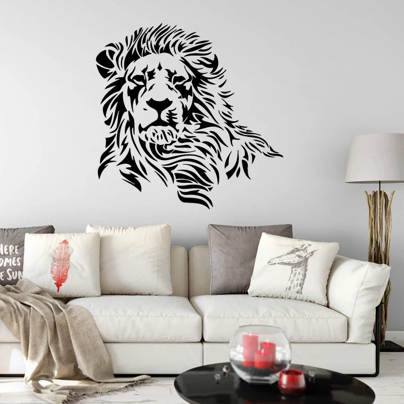 Large Lion Africa Animal Wall Sticker Bedroom Kids Room Predator Animal Tribal Zoo Wall Decal Nursery Vinyl Home Decor (1)