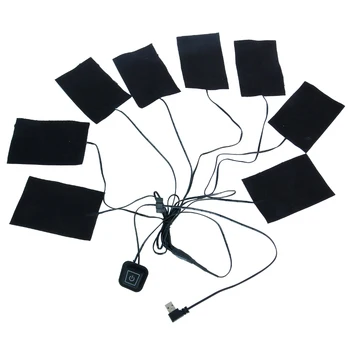 

8-in-1 USB Charged Clothes Heating Pad 5V Electric Sheet With 3 Gear Adjustable Temperature Heating Warmer Pad For Vest Jacket