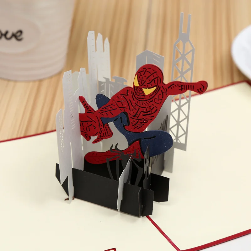 3D стерео поздравительная открытка мстители супергерой Человек-паук с бумажной