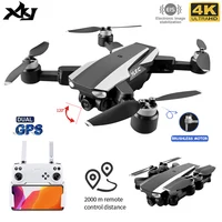 XKJ-Dron profesional S105 4K HD con cámara Dual, dispositivo con GPS, 5G, WIFI, FPV, transmisión en tiempo Real, Motor sin escobillas, distancia de 2km