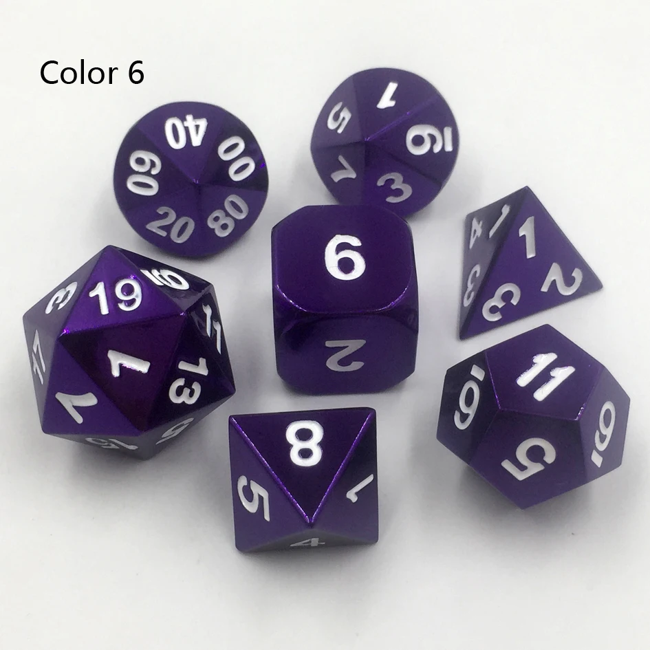 Rollooo набор Металлических Кубиков на заказ 24 цвета коллекция для ролевых игр DND D&D ролевых игр D4 D6 D8 D10 D% D12 D20 - Цвет: 6