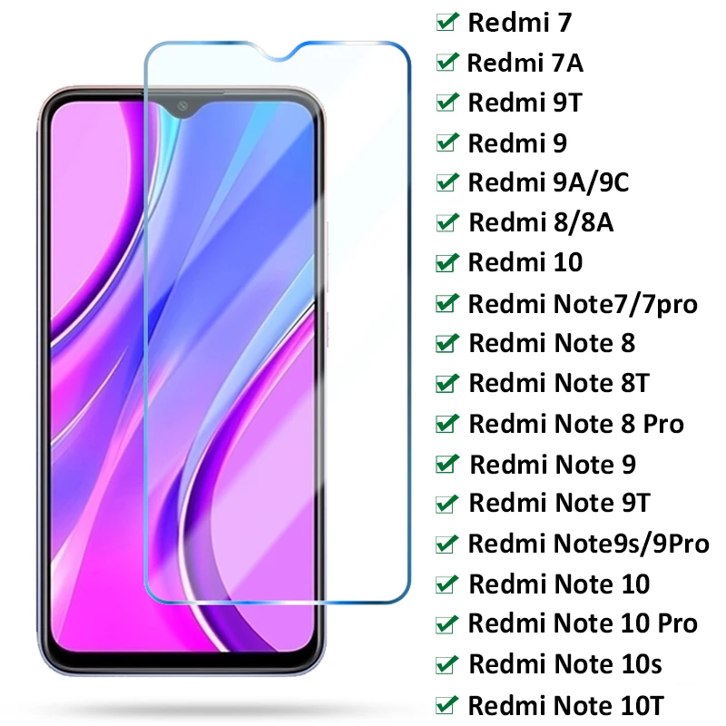 Защитное стекло 9D для Xiaomi Redmi 10 9 9A 9C 8 8A 7 7A закаленное защитное экрана Note 8T 9S Pro