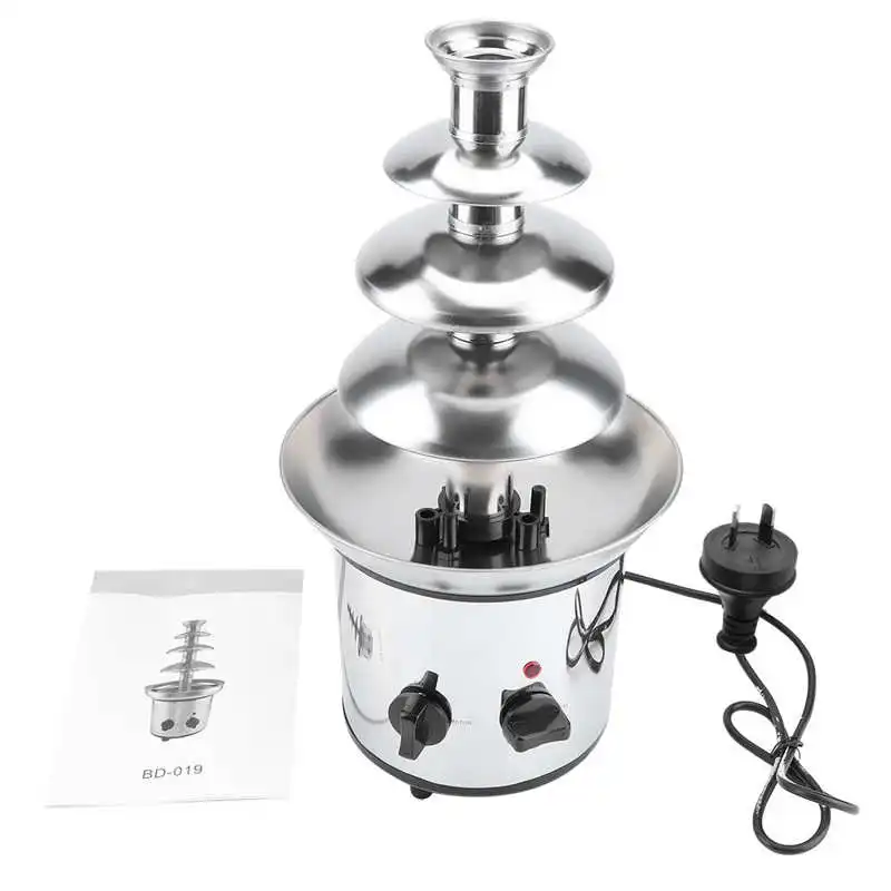 Chocolate Fountain Machine 4 Layers Creative Design Chocolate Melt with Heating Fondue Machine DIY Waterfall Hotpot