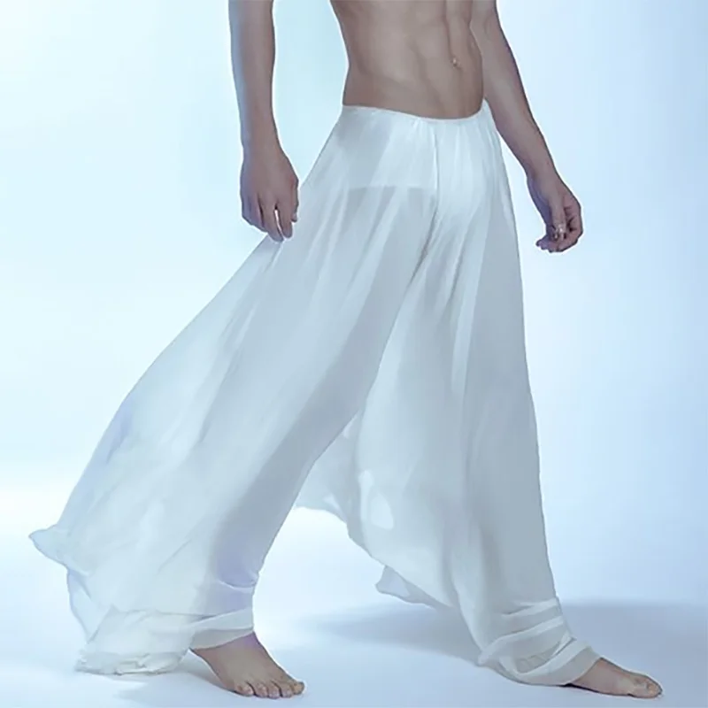 INCERUN American Style Men's Fashion Pantalons Loose Comeforable Long Pant Casual Streetwear Micro-transparent Long Skirts S-5XL