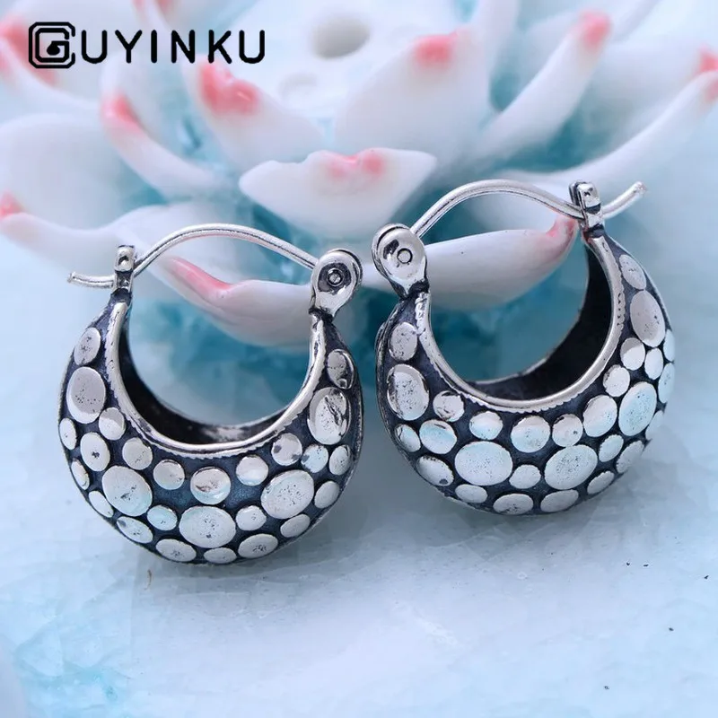 

100% 925 Sterling Silver Drop Earring Silver Jewelry Beautiful Female Vintage Earrings