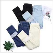Модные женские джинсы, брюки, зима, высокая талия, толстые вельветовые брюки, прямые женские теплые свободные джинсовые штаны, M232