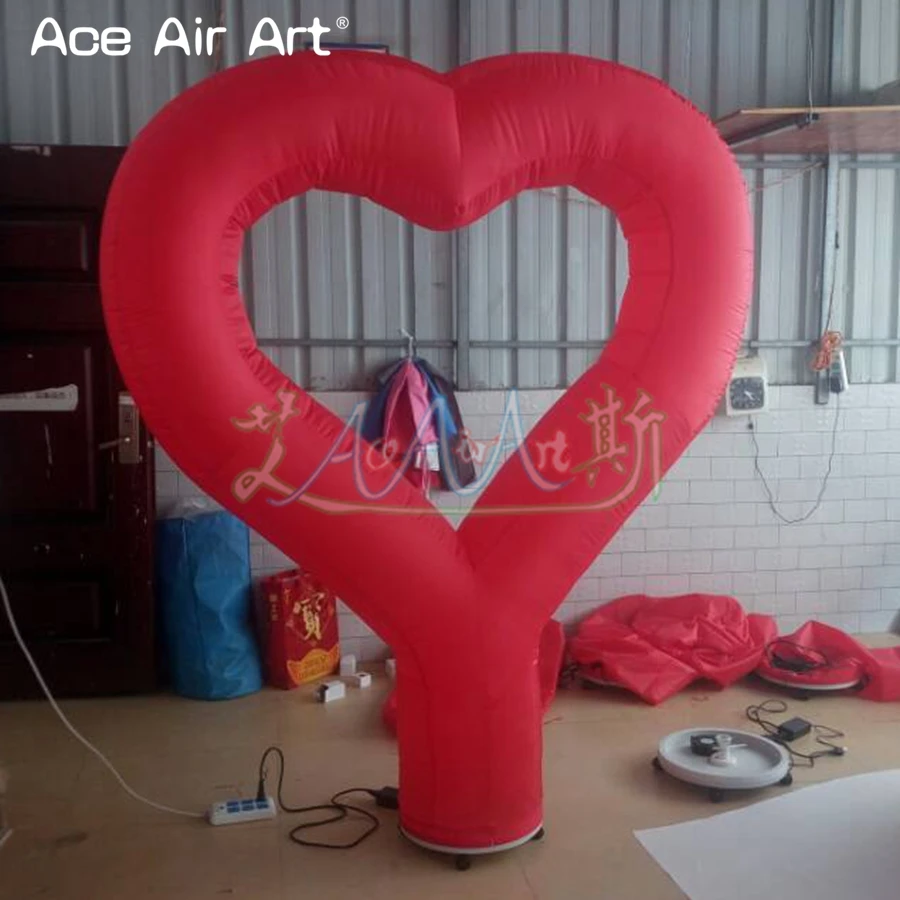 Красный или белый тканевый светодиодный 2,2 м H стоящий сердечный шар надувная модель сердца с базовый вентилятор на День святого Валентина