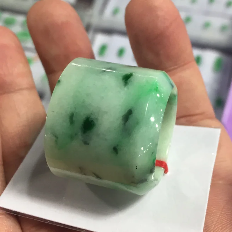

(Certificate) Drop Shipping Natural Light Green AAA Grade Jadeite Jade Ring Finger Gift For Men's Jewelry