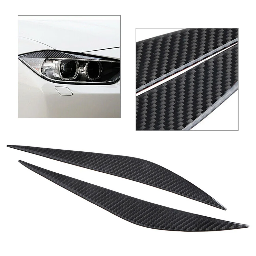 

2x Carbon Fiber Style Auto Headlight Eyebrow Eyelid Cover Trim For BMW F30 3 Series 2013 014 2015 2016 2017 2018