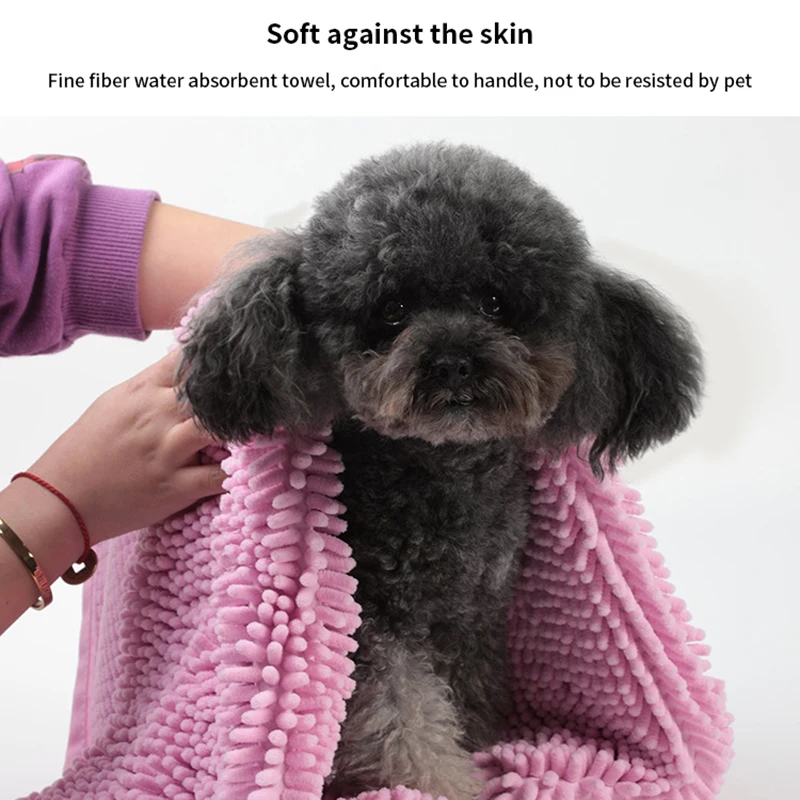 Pet Dog Towel Microfiber Chenille Strong Absorbing Water Puppy Bath Washable Dry Hair Blanket for Dogs Cleaning Supplies