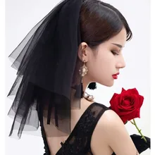 Цвет слоновой кости, белый, черный, короткая свадебная вуаль, аксессуары для невесты, Женская Фата для невесты