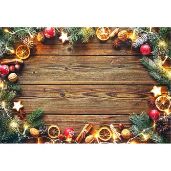 

Christmas Vintage Wooden Board Backdrop Stars Lamp Nut Fruit Photography Background Xmas Family Party Decoration Photo Booth