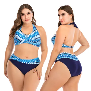 

Printed Halter Swim Wear Women's Swimsuit Plus Size 2 Piece Ladies High Waisted Swimsuit Female Bathers 2020 Vikinis for Women