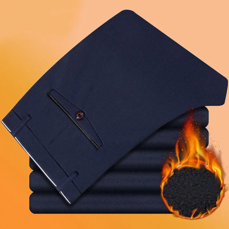 Зимние флисовые брюки больших размеров Мужские 5XL 6XL 7XL 8XL талия 135 см повседневные теплые мужские брюки - Цвет: Темно-синий
