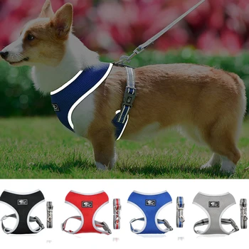 

Dog Harness Pet Reflective Vest Summer Puppy Harness Adjustable Walking Lead Dog Leash for Small Medium Dog Outdoor Dog Supplies
