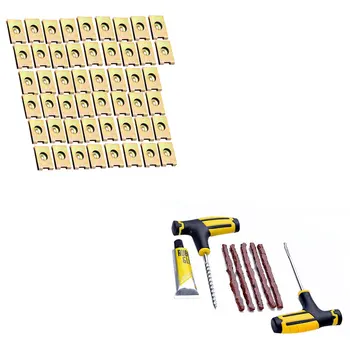 

50Pcs Car Door Panel Screw U-Type Iron Nuts Plate Clip Fastener & 8Pcs/Set Car Tire Repair Tools Kit