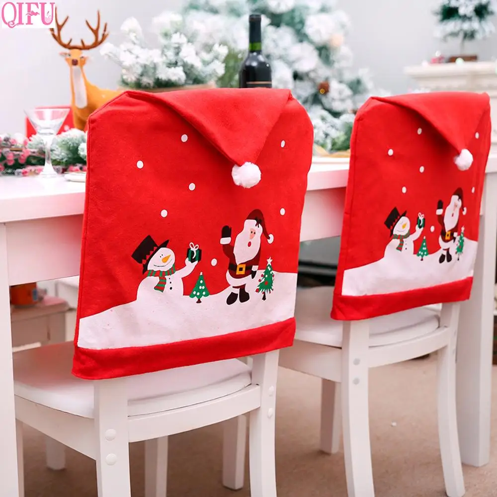 

QIFU Merry Christmas Ornaments Christmas Decorations For Home 2019 Navidad Dining Chair Covers Santa Claus Noel New Year Gift