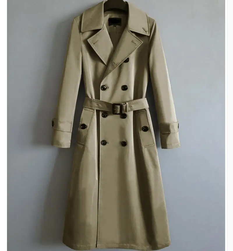 Мужское пальто средней длины модное двубортное из хлопка с лацканами