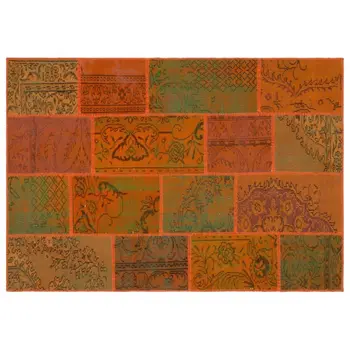 

Handmade Orange Vintage Overdyed Patchwork Area Rug 160x230 Cm-5'3''X7'7''