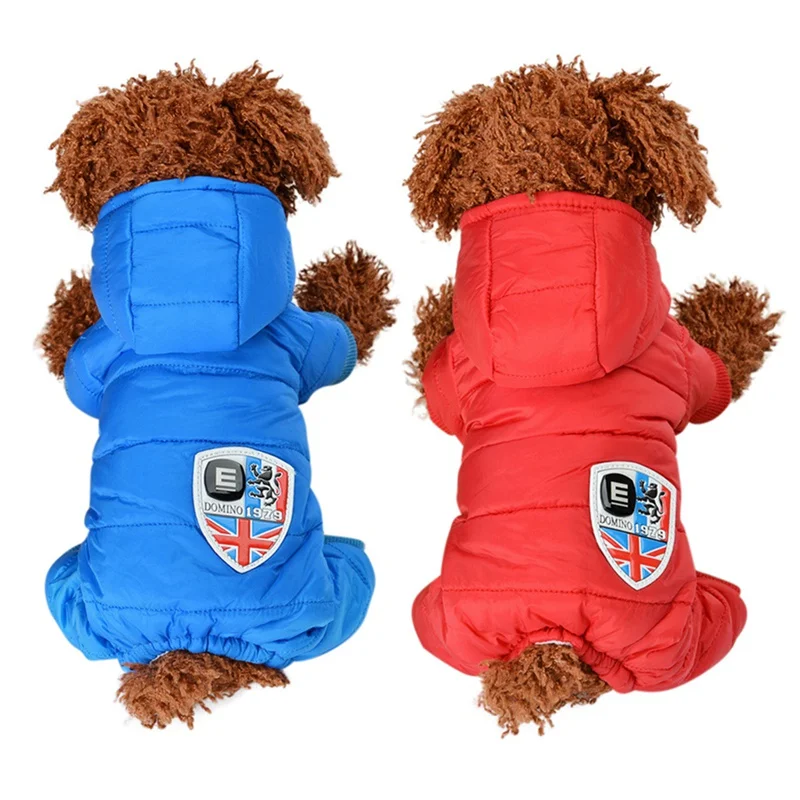 Комбинезон для собаки, утепленное хлопковое пальто с капюшоном, одежда для щенков, зимняя одежда для домашних животных, теплый пуховик для собаки чихуахуа, французский Бульдог