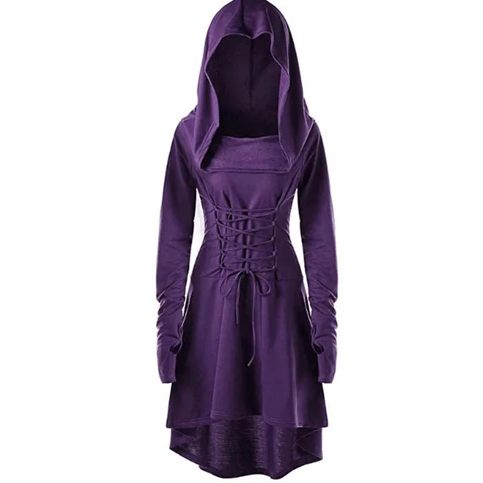 Средневековое ретро платье с шляпой женские платья ремни повязка на талии юбка Хэллоуин вечерние платья ведьмы костюм одежда - Цвет: purple