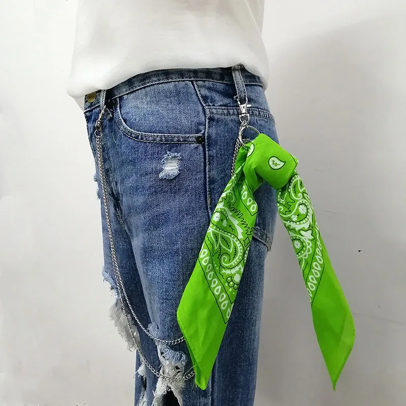 light green Шарф, металлические штаны с цепочкой, брюки в стиле панк, хип-хоп, цепочка на талию, металлический кошелек, серебряный брелок для ключей, аксессуары для джинсов Z40 - Цвет: light green