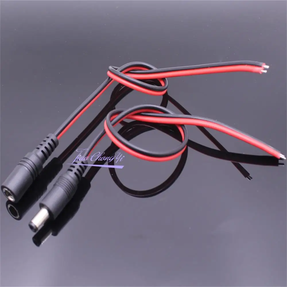 Connector Adapter 18 AWG 28cm Male Female jack cable adapter plug power supply 5.5 * 2.1mm 12V DC Connectors Set For LED Strip Light CCTV Camera