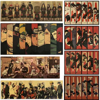 AIMEER-Póster de papel Kraft de estilo Vintage de colección de personajes de Naruto Akatsuki, Decoración Retro para dormitorio, pintura de 51x36cm