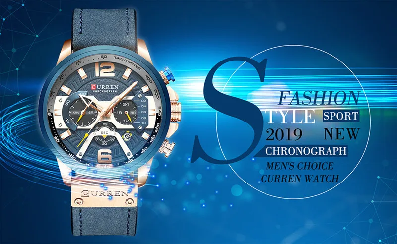 CURREN повседневные спортивные часы для мужчин синий топ бренд Роскошные военные кожаные Наручные часы мужские часы модные наручные часы с